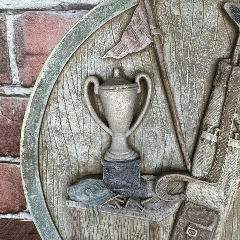 Vintage Golf Sign Wall Plaque Spoontiques Resin‎ Man Cave Trophy Clubs Balls Bag